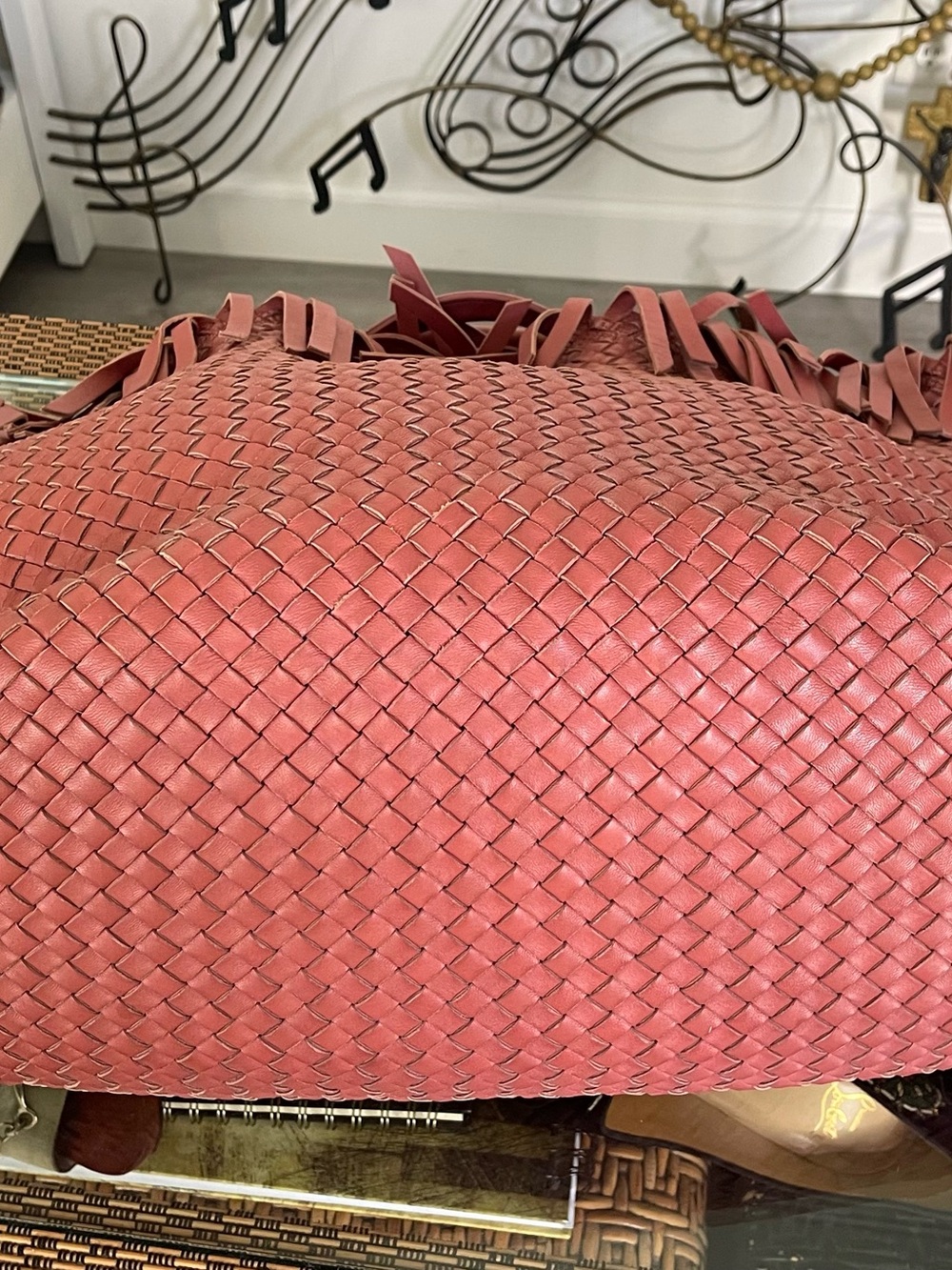 Bottega Veneta Woven Fringe Tote in muted Rose color - Picture 5 of 15